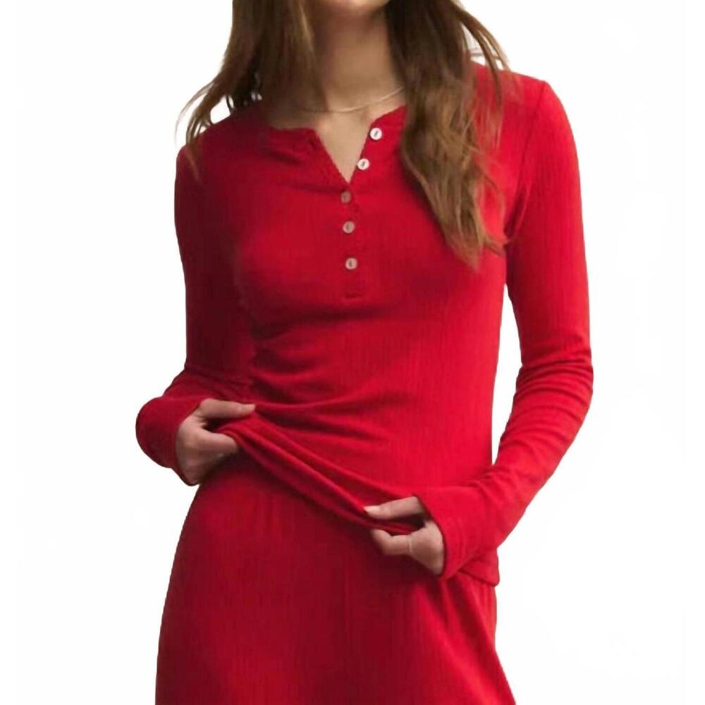 NEW Z SUPPLY holly pointelle long sleeve top in festive red